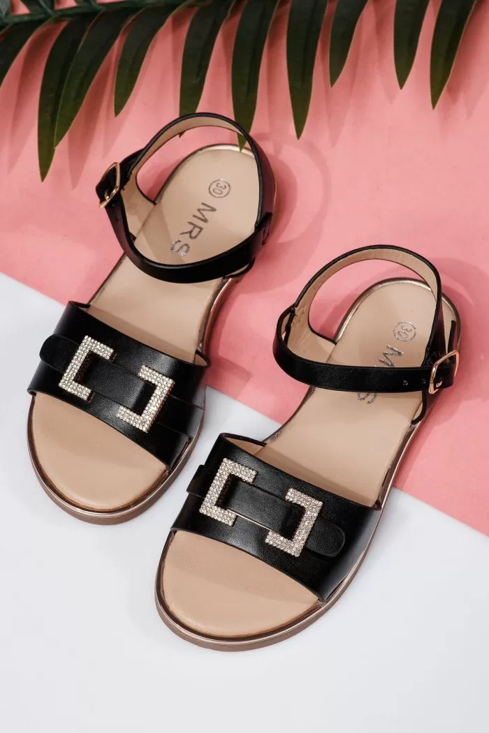 Sandale fete negre din piele ecologica Lila #21972