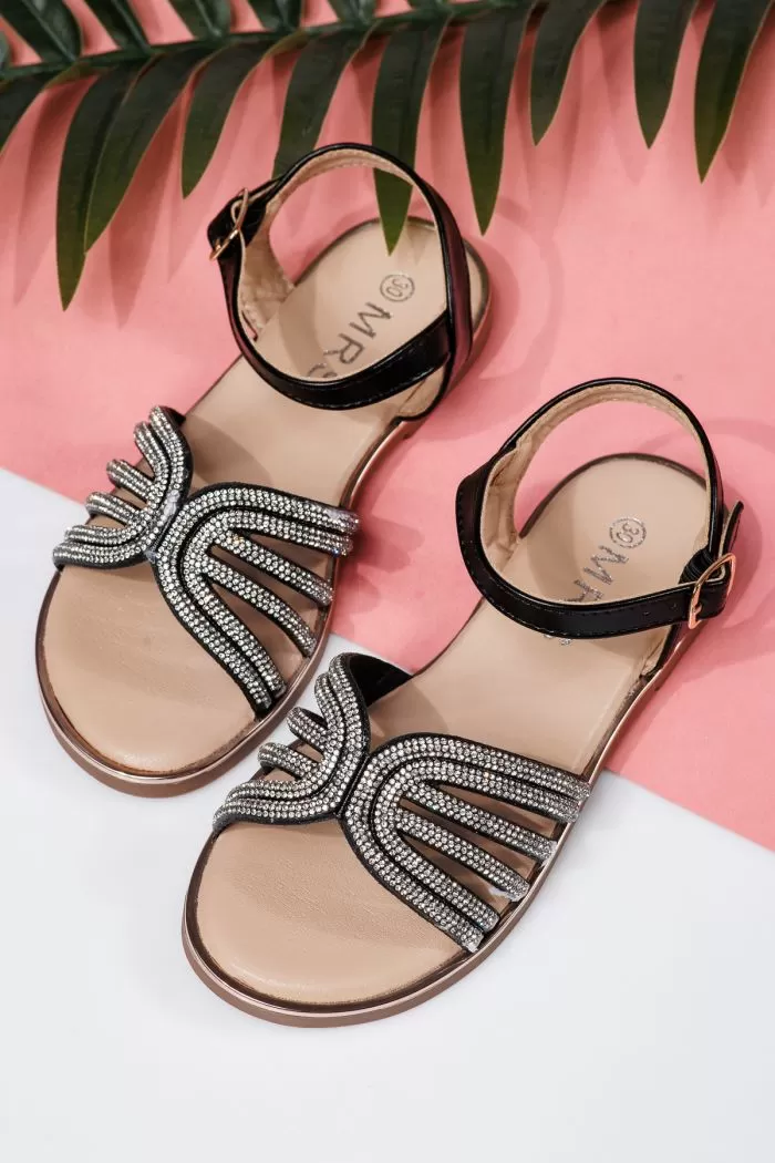 Sandale fete negre din piele ecologica Lola #21977