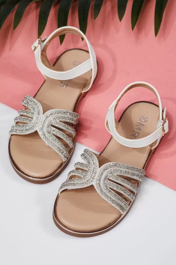 Sandale fete albe din piele ecologica Lola #21978