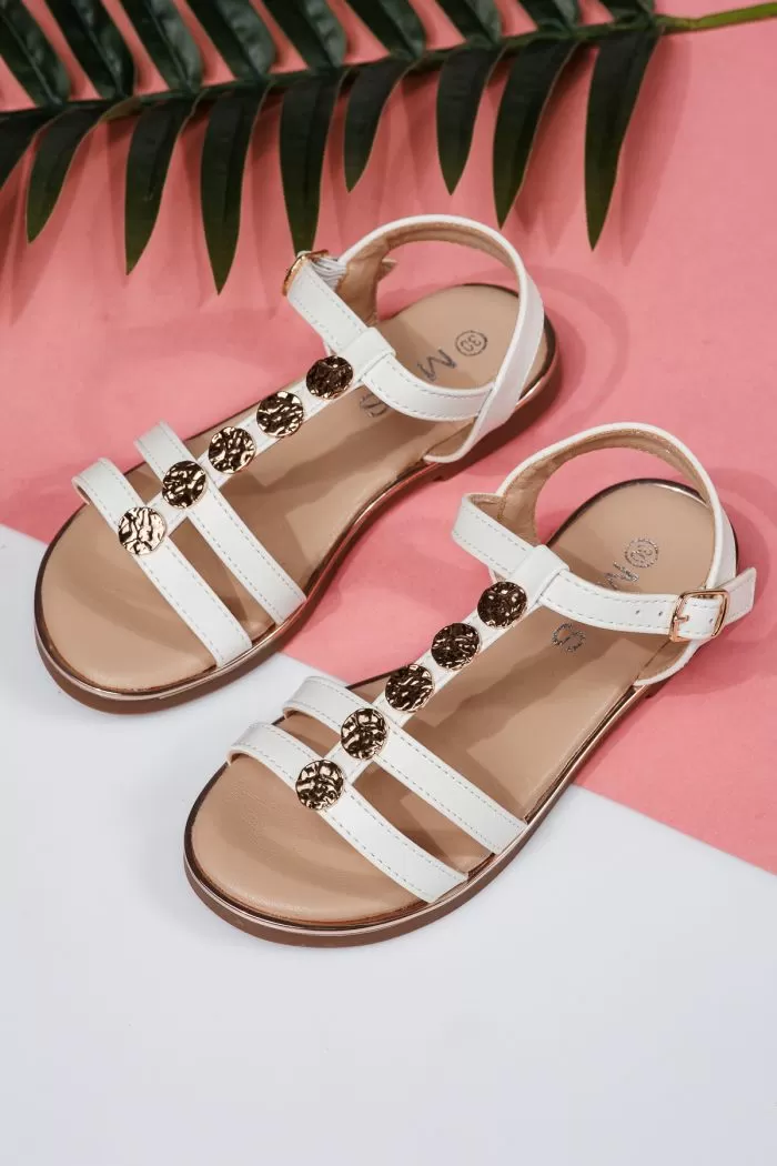 Sandale fete albe  din piele ecologica Maria #21983