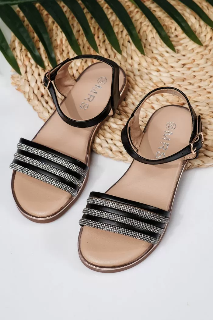Sandale fete negre din piele ecologica Anca2 #22002