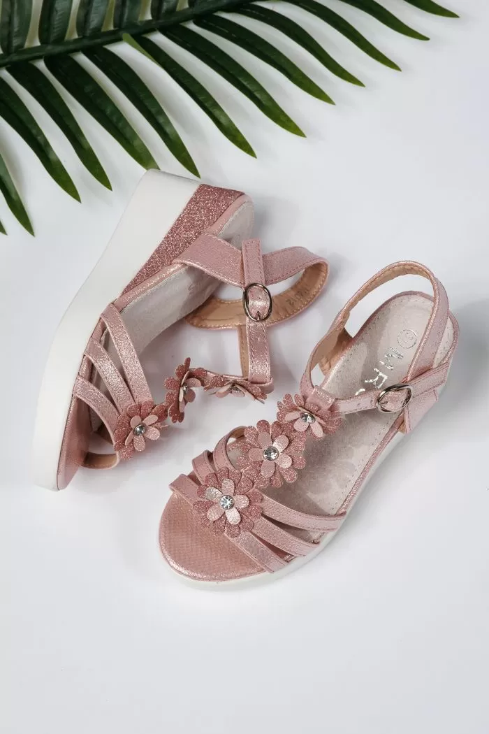 Sandale fete roz din piele ecologica Irene #22026