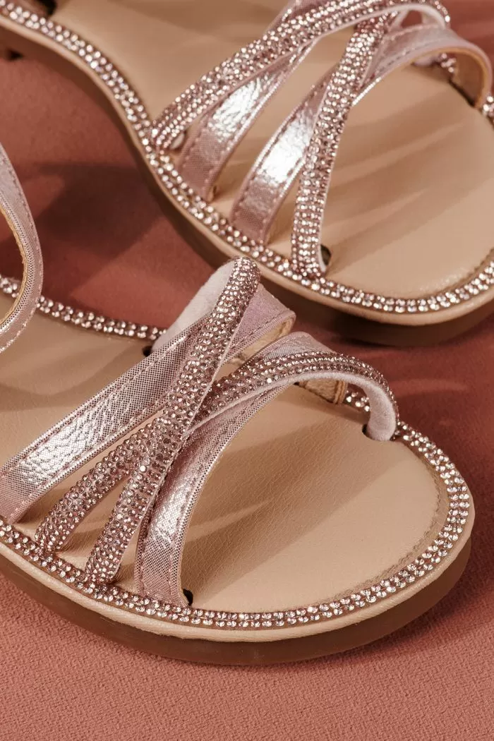 Sandale fete roz din piele ecologica Elena2 #22027