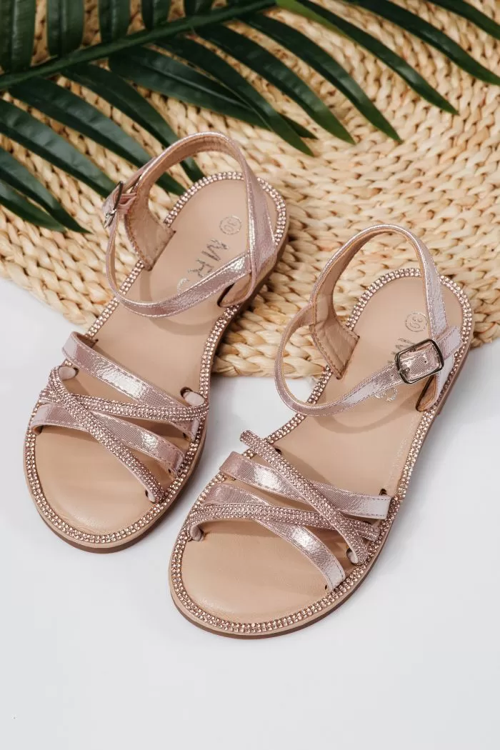 Sandale fete roz din piele ecologica Elena2 #22027