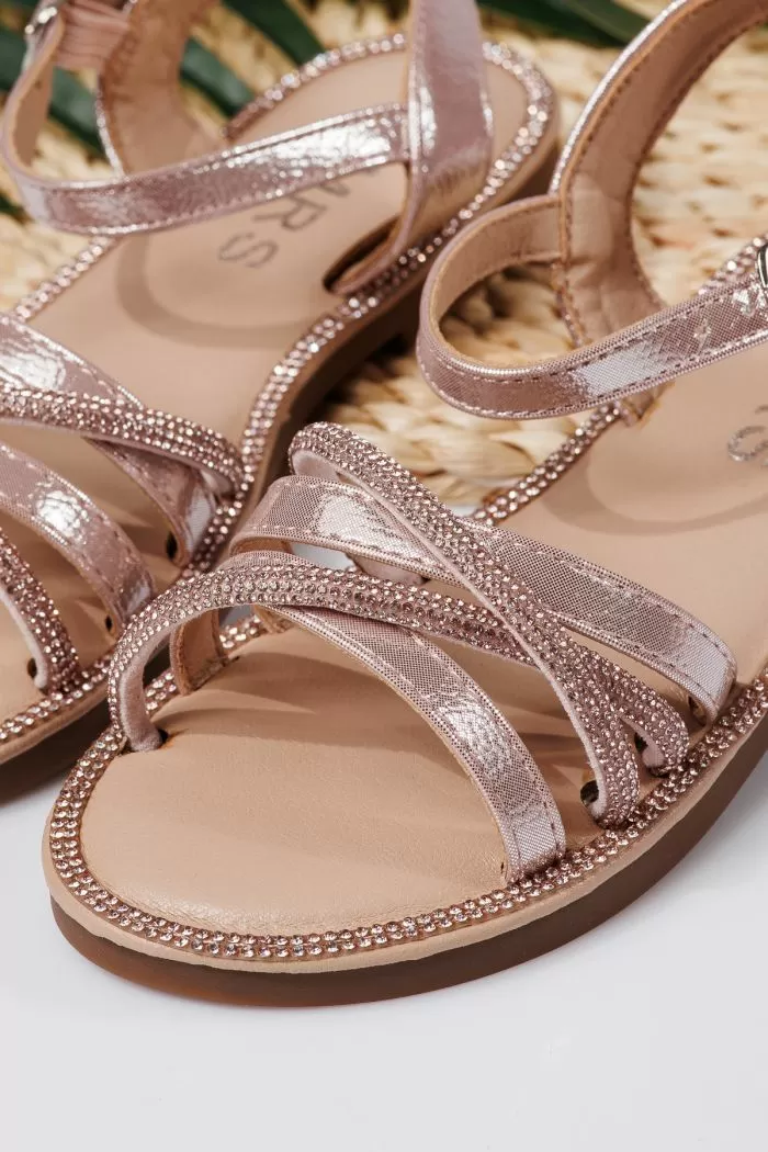 Sandale fete roz din piele ecologica Elena2 #22027