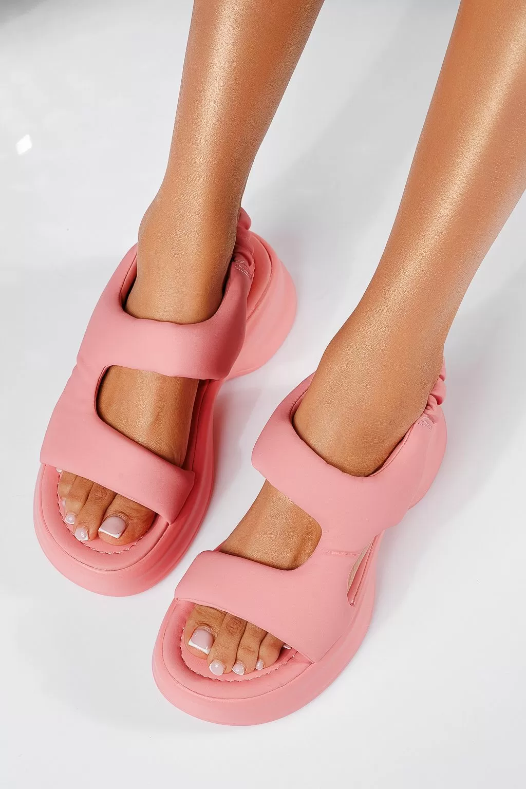 Sandale cu platforma dama roz din piele ecologica Eda #22078