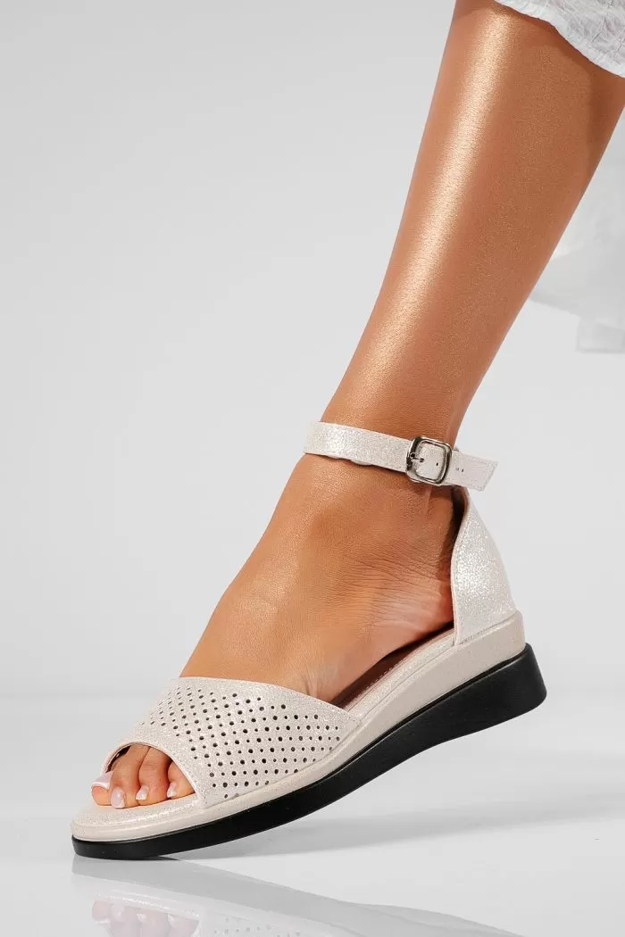 Sandale cu platforma dama aurii din piele ecologica Adrianne #22141