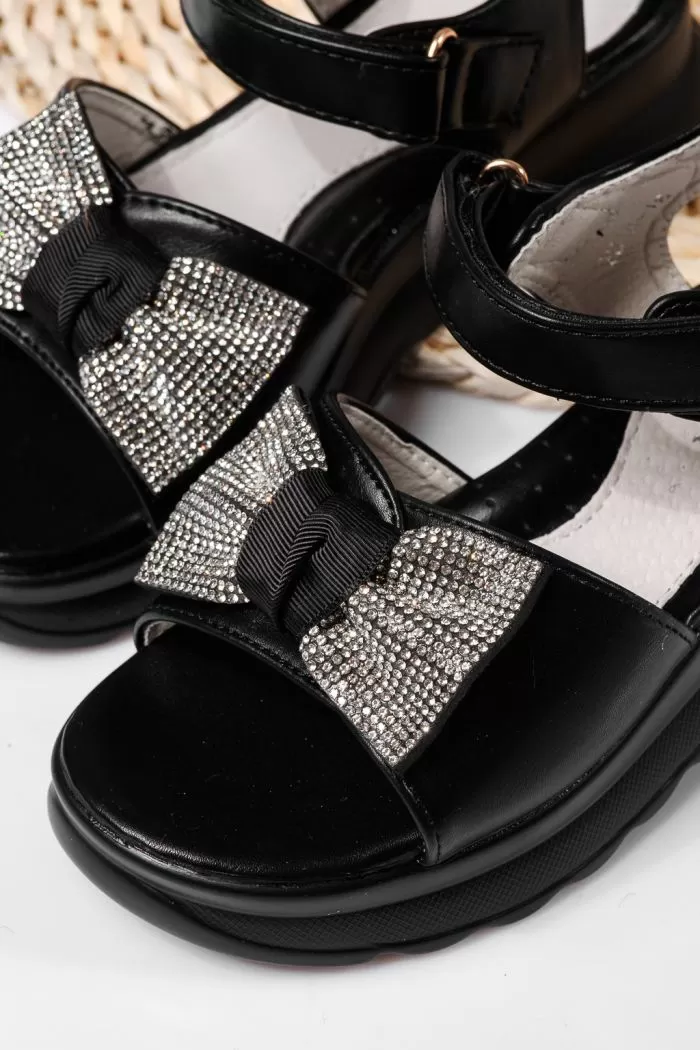 Sandale fete negre din piele ecologica Alice #22154
