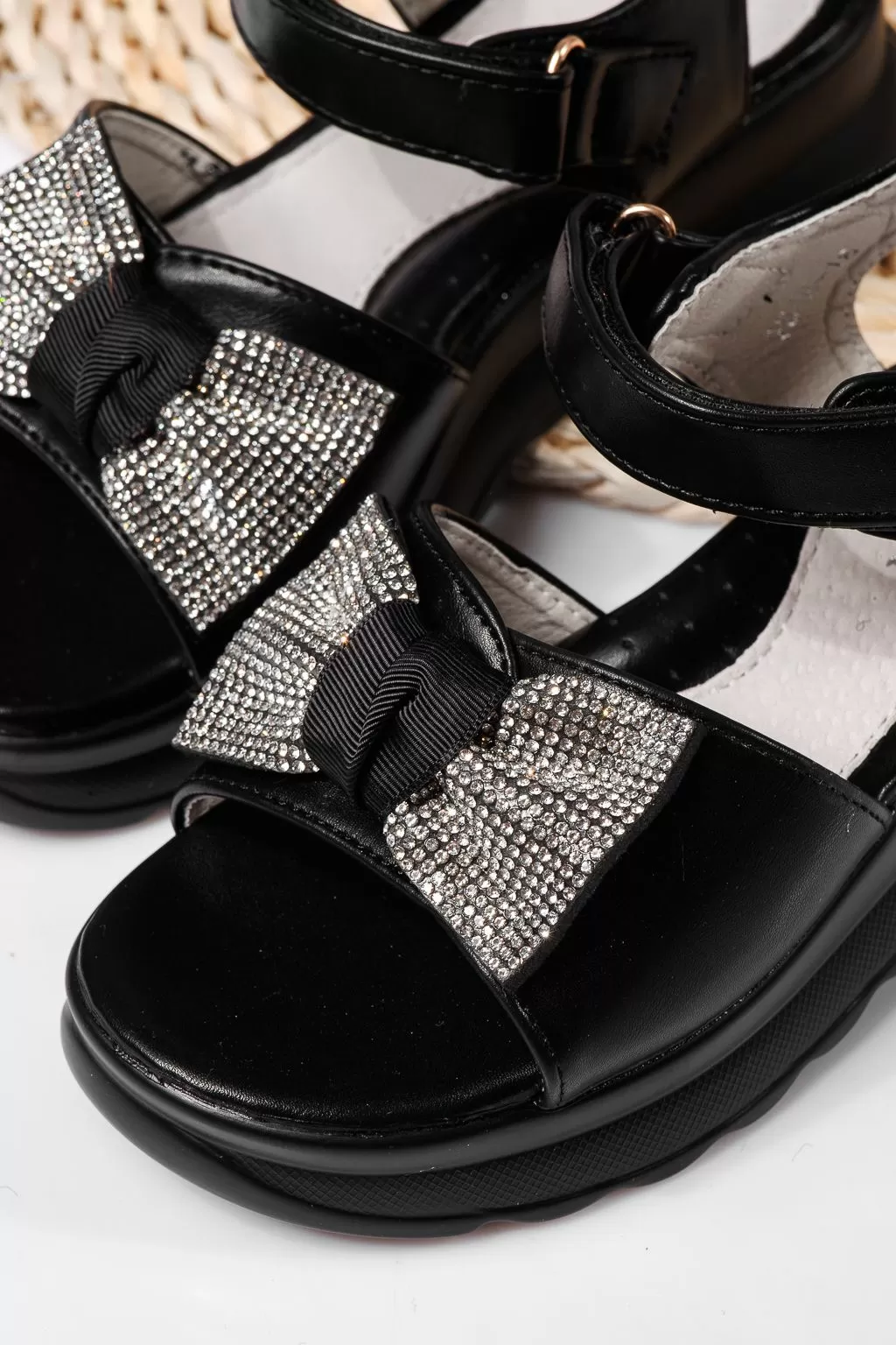 Sandale fete negre din piele ecologica Alice #22154