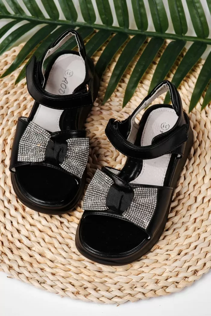 Sandale fete negre din piele ecologica Alice #22154