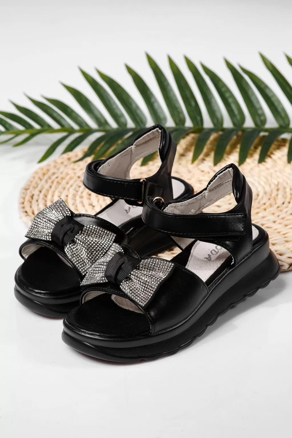 Sandale fete negre din piele ecologica Alice #22154