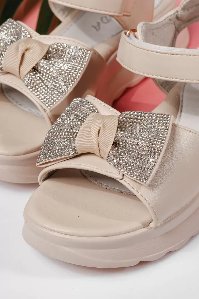 Sandale fete bej din piele ecologica Alice #22155