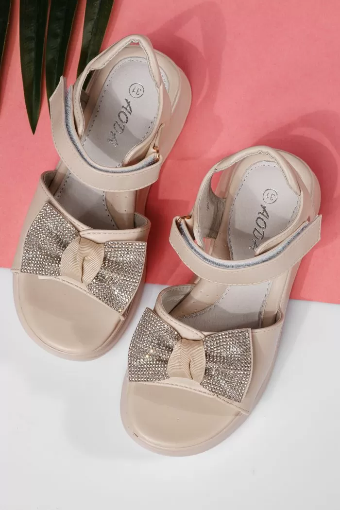 Sandale fete bej din piele ecologica Alice #22155