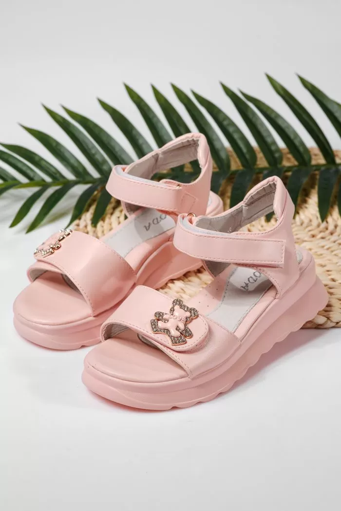 Sandale fete roz din piele ecologica Alisa #22158