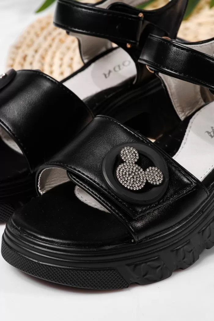 Sandale fete negre din piele ecologica Amira #22164