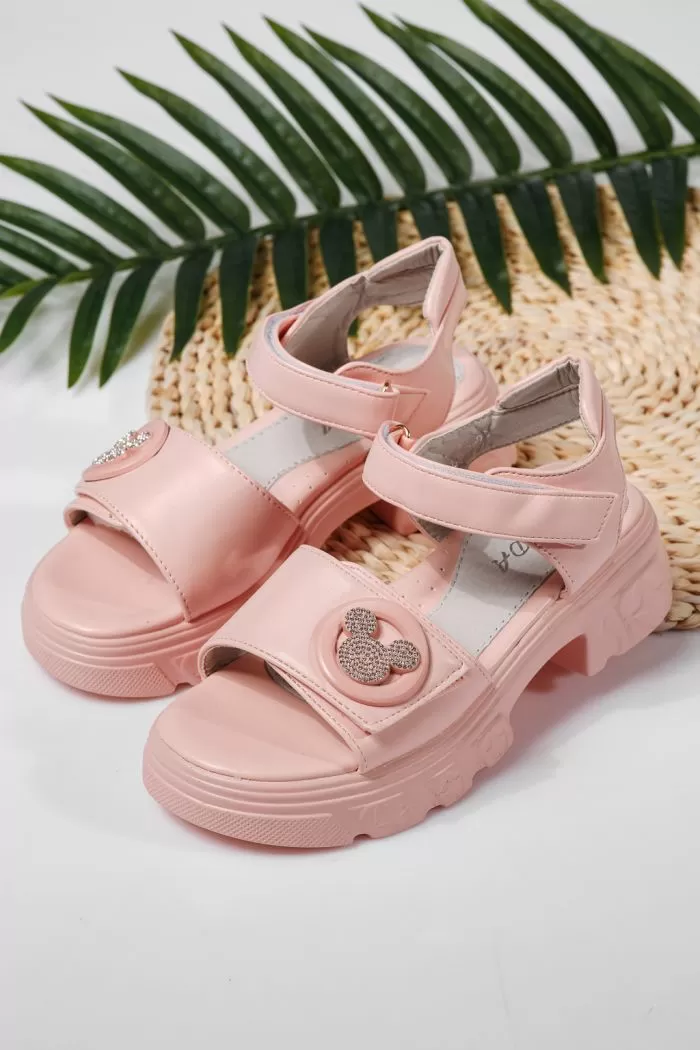 Sandale fete roz din piele ecologica Amira #22166