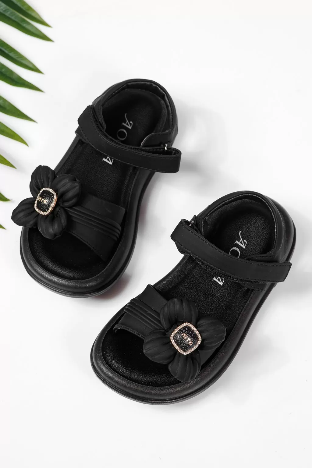 Sandale fete negre din piele ecologica Marie #22171