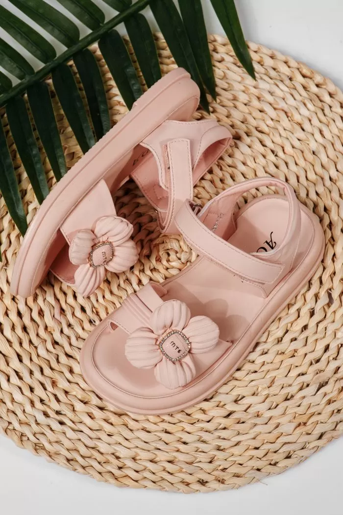 Sandale fete roz din piele ecologica Marie #22173