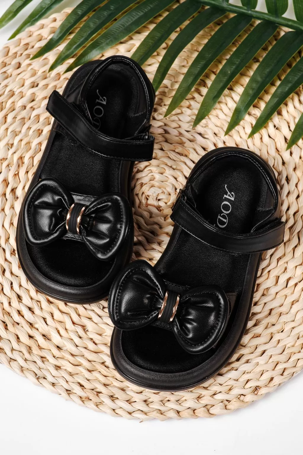 Sandale fete negre din piele ecologica Aliss #22177