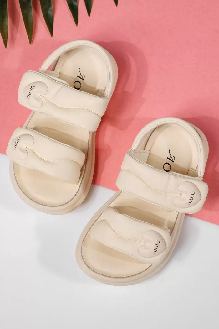 Sandale fete bej din piele ecologica Rox #22192