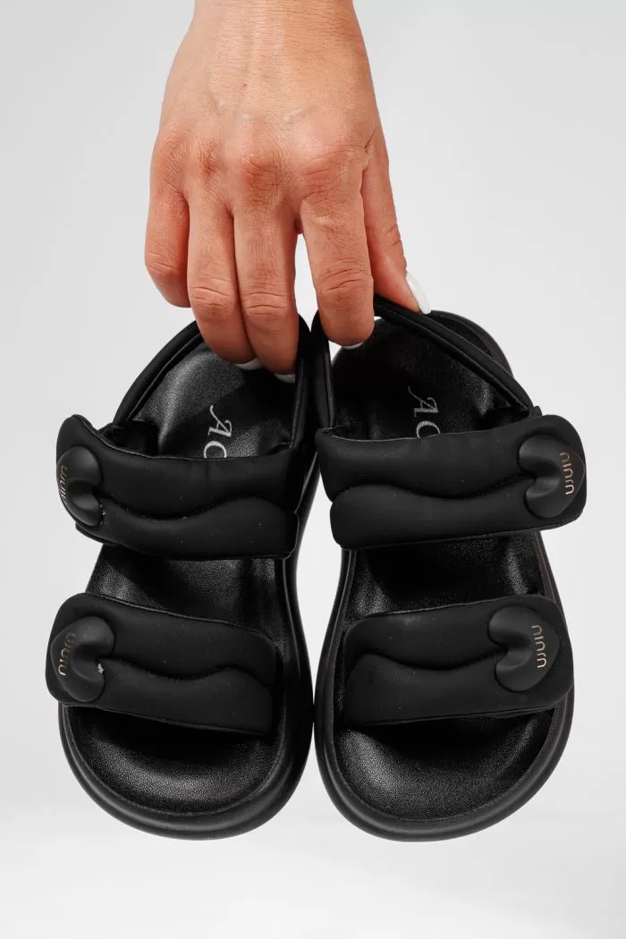 Sandale fete negre din piele ecologica Rox #22193