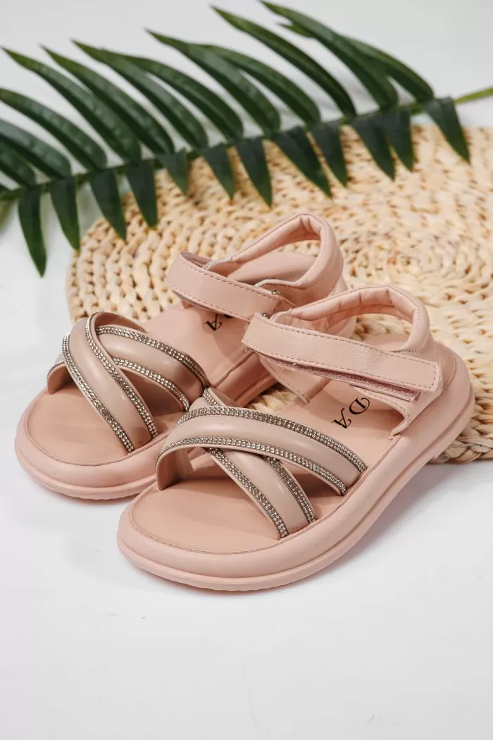 Sandale fete roz din piele ecologica Laura #22197