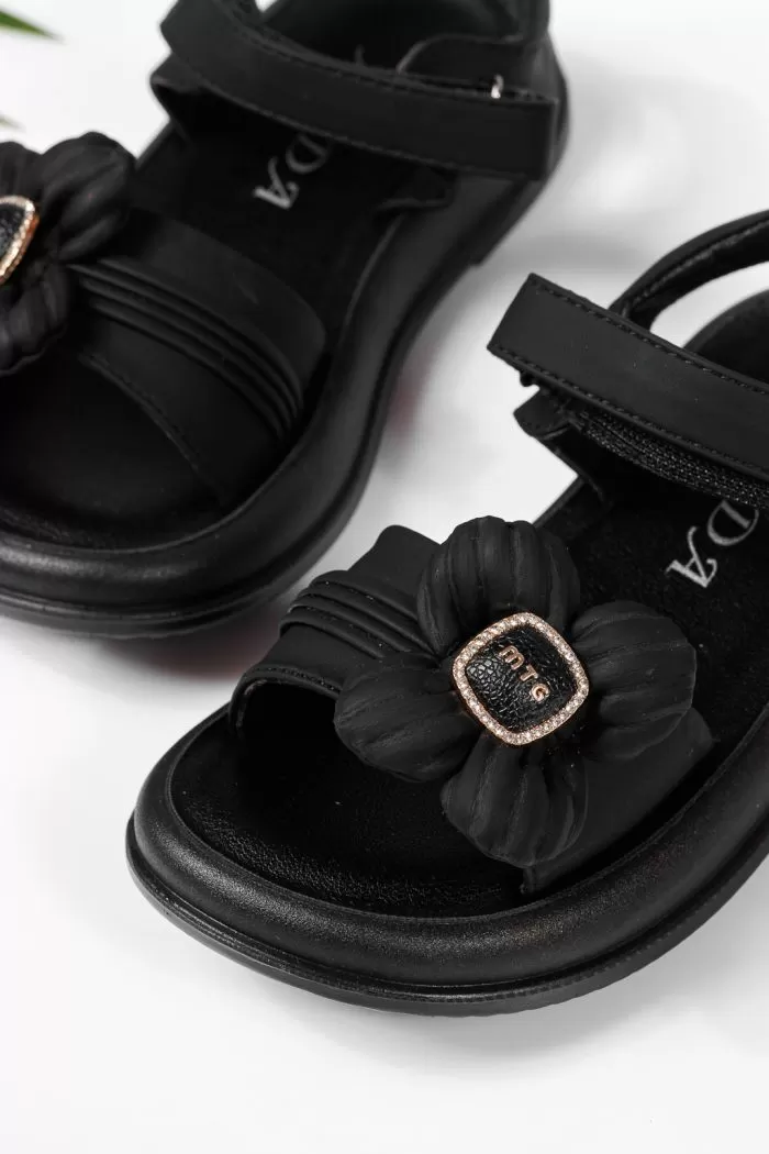 Sandale fete negre din piele ecologica Marie2 #22198