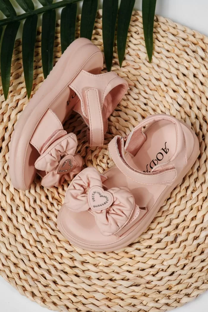 Sandale fete roz din piele ecologica Aurora #22205