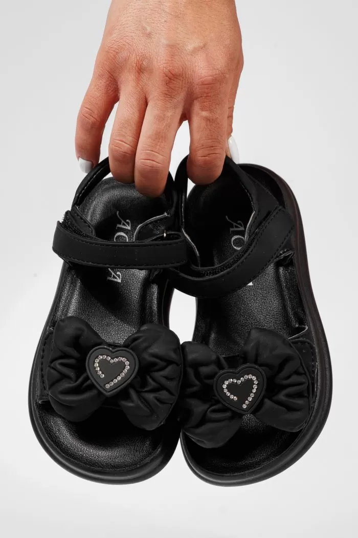 Sandale fete negre din piele ecologica Aurora #22206