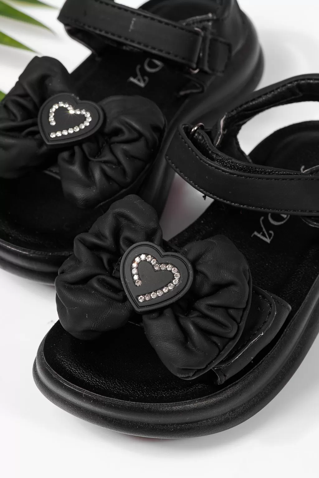 Sandale fete negre din piele ecologica Aurora #22206