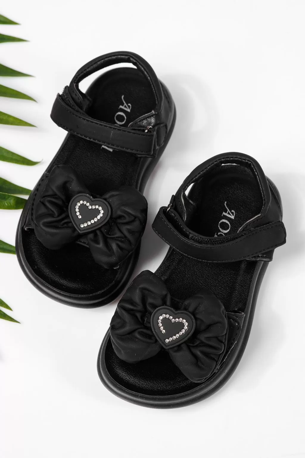 Sandale fete negre din piele ecologica Aurora #22206