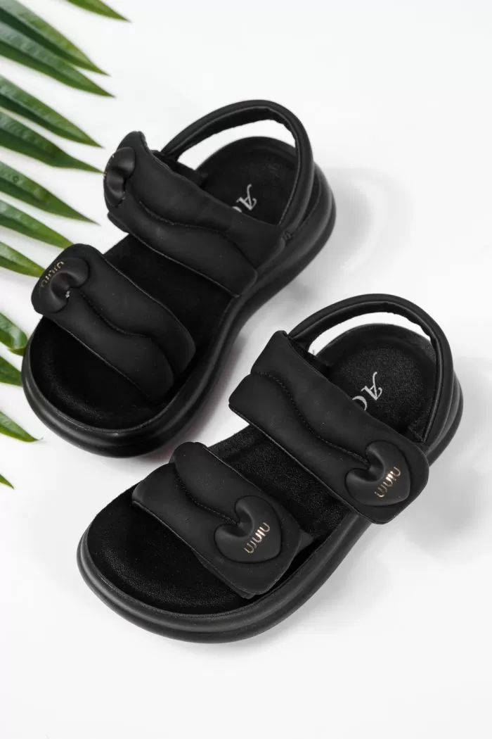 Sandale fete negre din piele ecologica Rox2 #22218
