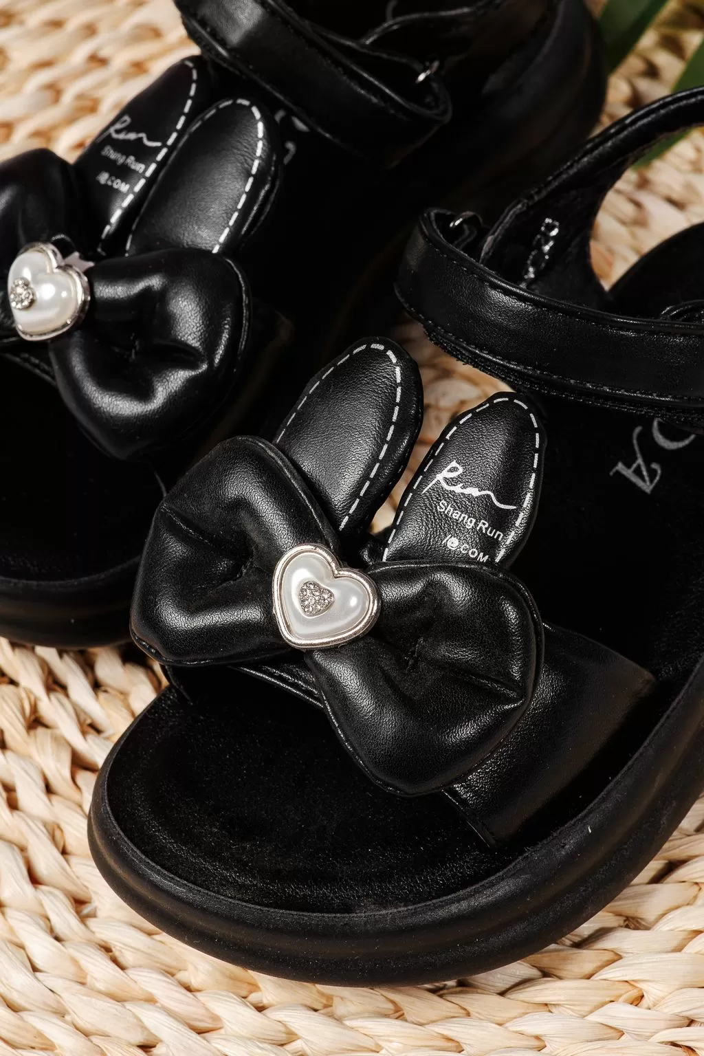Sandale fete negre din piele ecologica Cate #22223