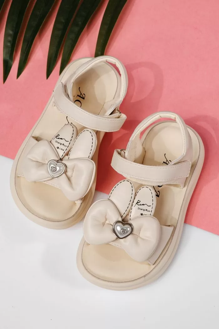 Sandale fete bej din piele ecologica Cate #22224