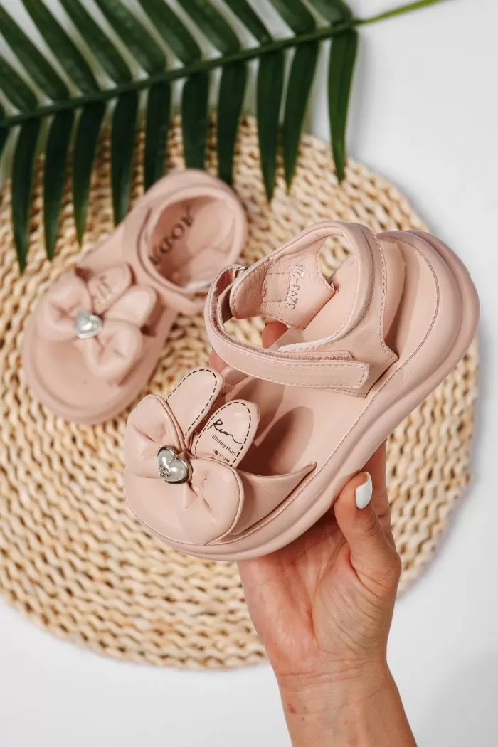 Sandale fete roz din piele ecologica Cate #22225