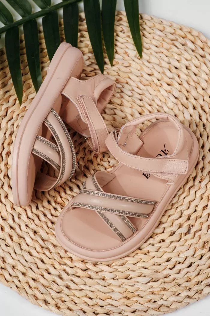 Sandale fete roz din piele ecologica Laura2 #22226