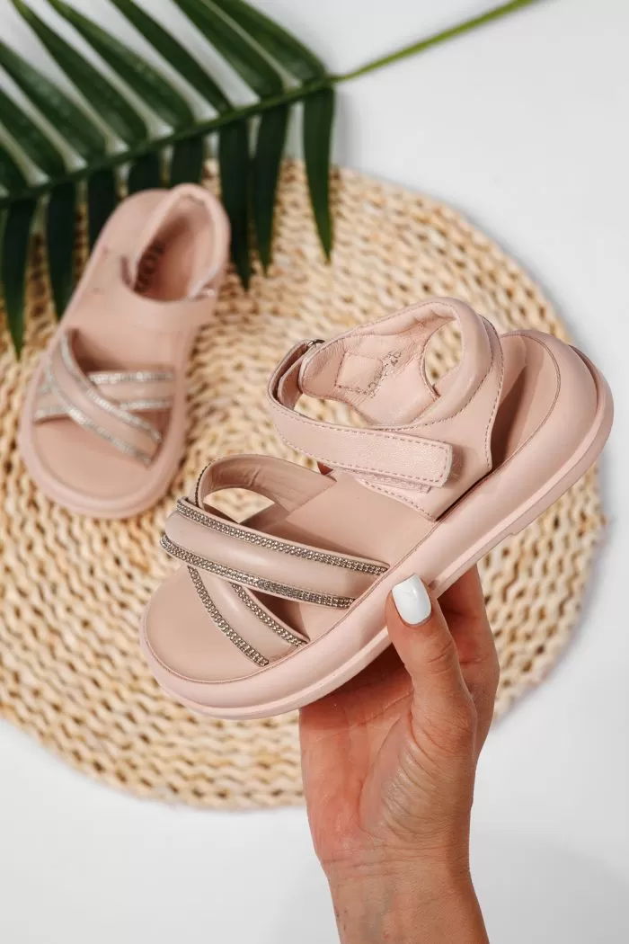 Sandale fete roz din piele ecologica Laura2 #22226