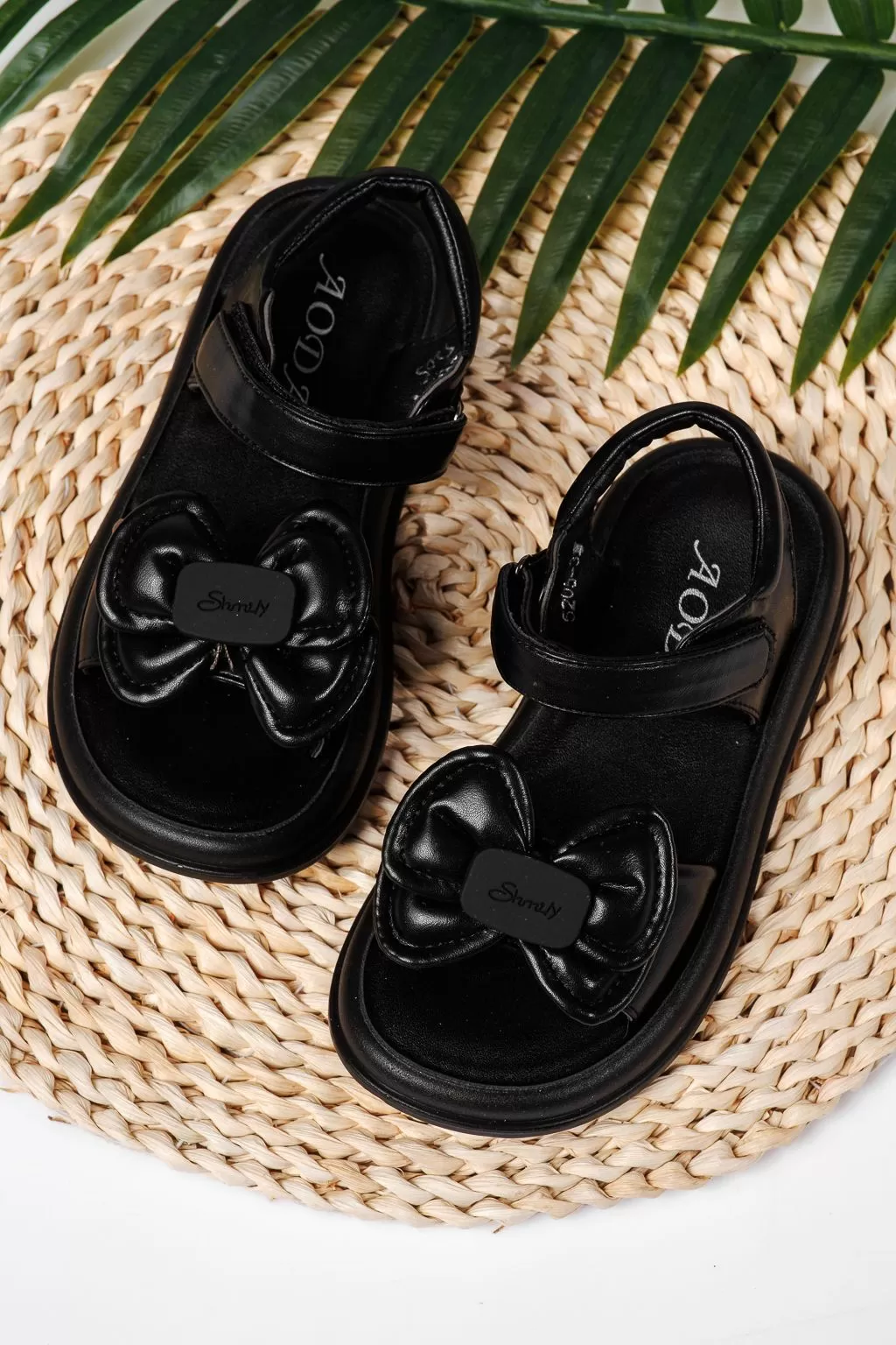 Sandale fete negre din piele ecologica Christine #22229