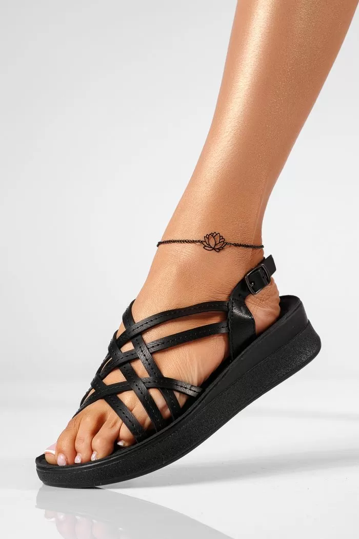Sandale cu platforma dama negre din piele ecologica Noelia #22273