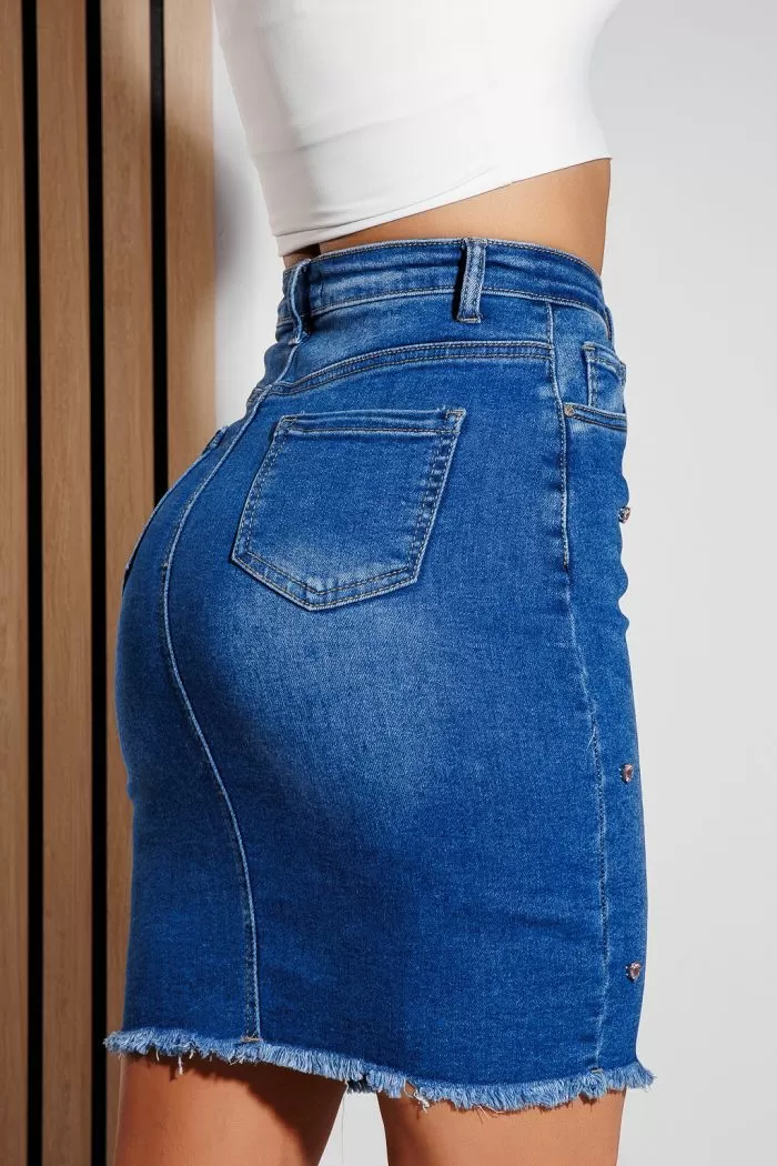 Fusta Scurta Dama Din Blug Camelia Albastra #A1024