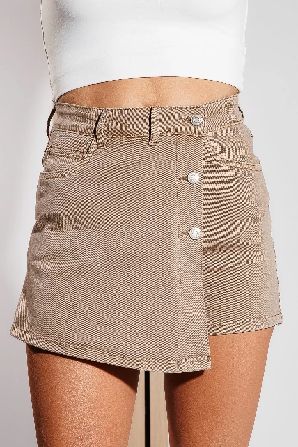 Blugi Scurti Tip Fusta Dama  Frida Khaki #A1035
