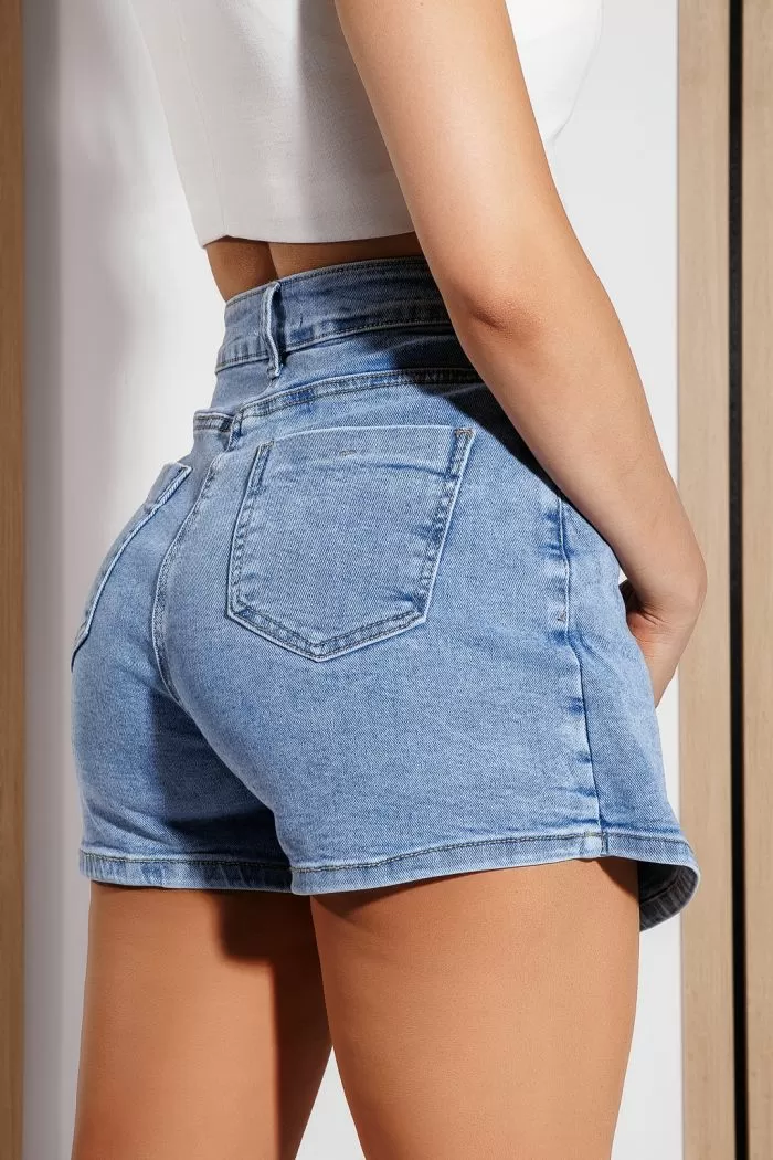 Blugi Scurti Tip Fusta Dama Gina Albastri #A1039