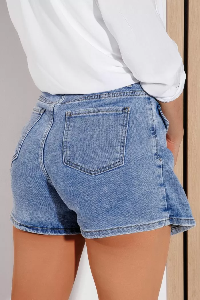 Blugi Scurti Tip Fusta Dama Glory Albastri #A1040