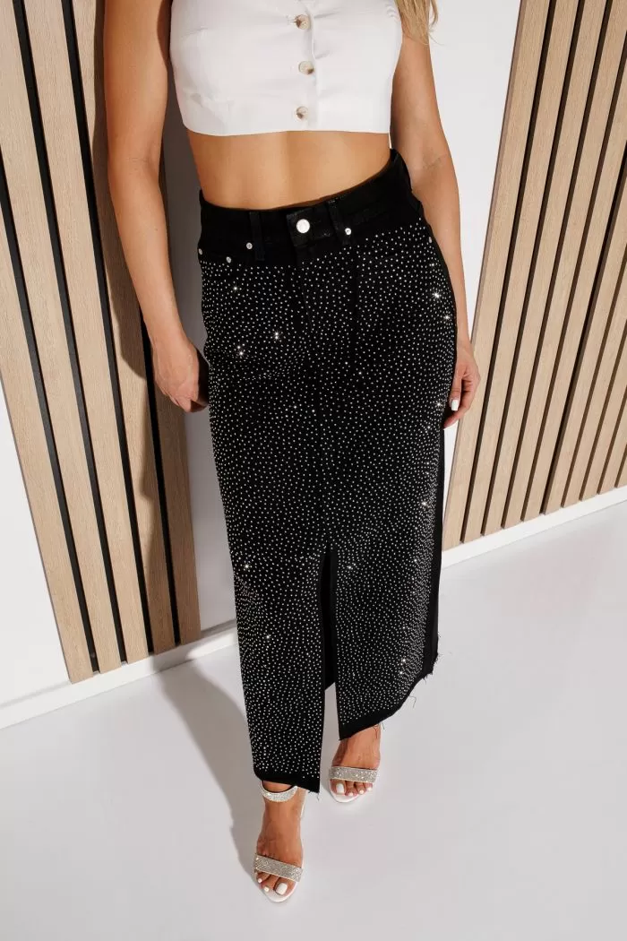 Fusta Lunga Dama Din Blug Paola Neagra #A1080