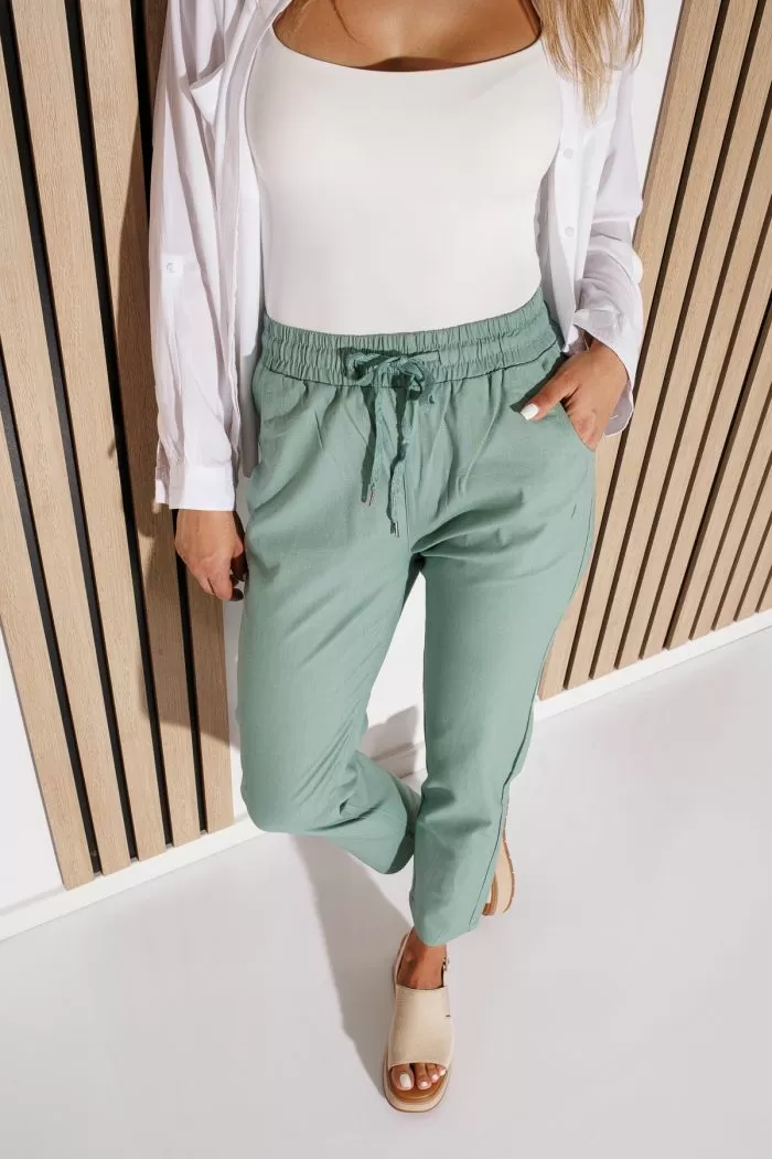 Pantaloni De Vara Dama Julia Turcoaz #A1086