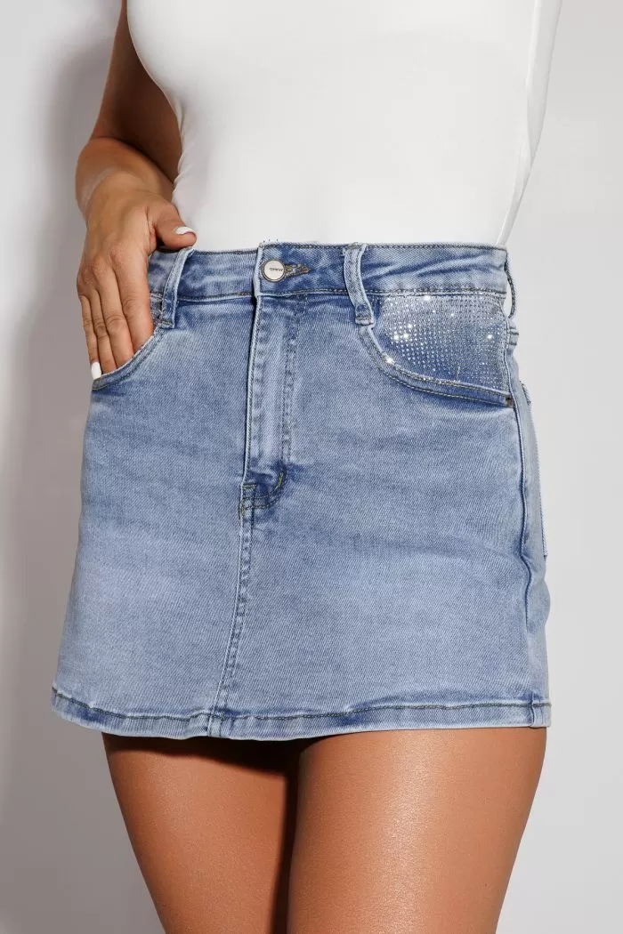 Blugi Scurti Tip Fusta Dama Mona Albastri #A1120
