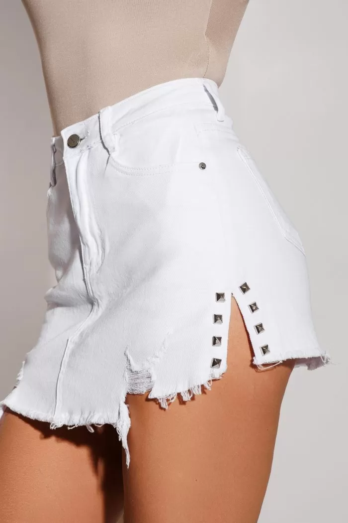 Blugi Scurti Tip Fusta Dama Emira Albi #A1122