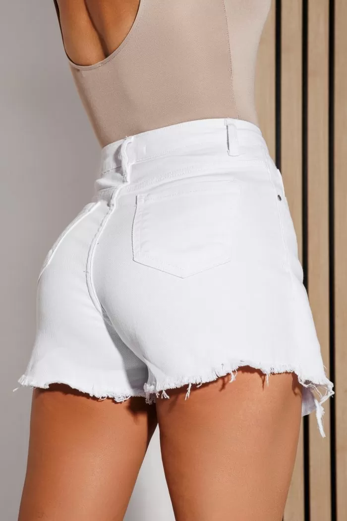 Blugi Scurti Tip Fusta Dama Emira Albi #A1122