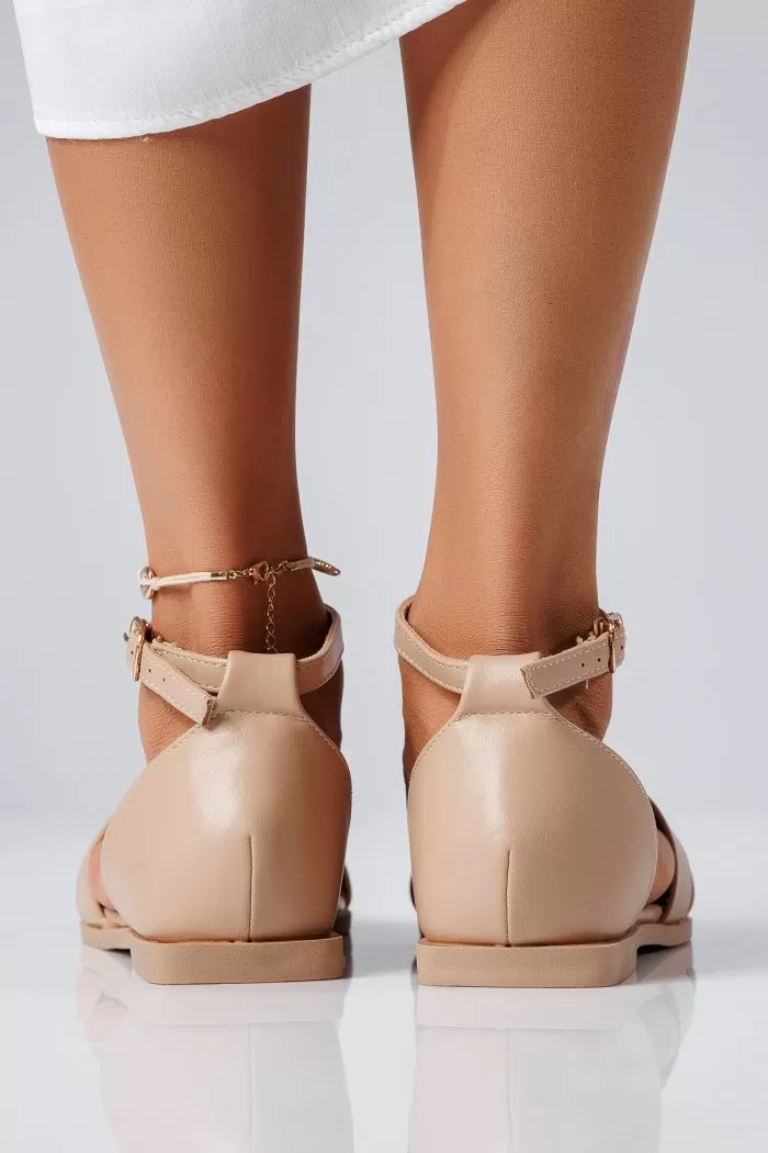 Sandale cu talpa joasa dama khaki din piele ecologica Damaris #22392