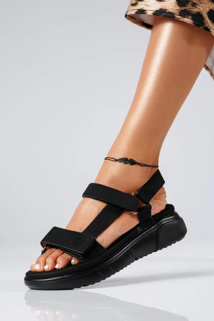 Sandale cu platforma dama negre din piele ecologica Jessica #22402